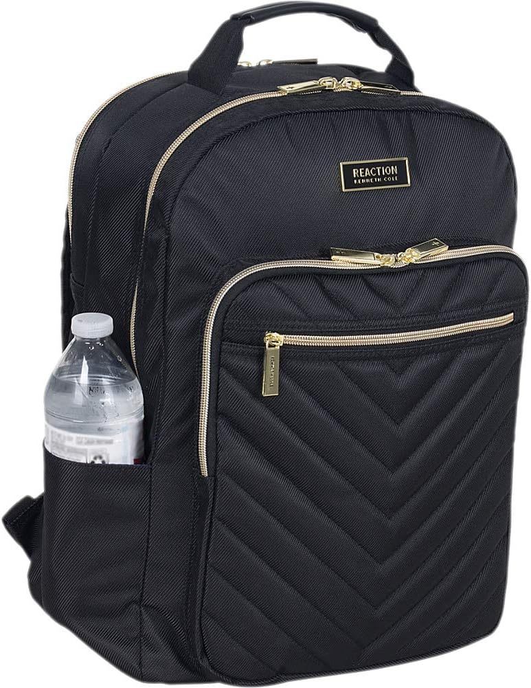 Kenneth Cole REACTION Women's Chelsea Chevron 15" Laptop and Tablet Backpack, Black